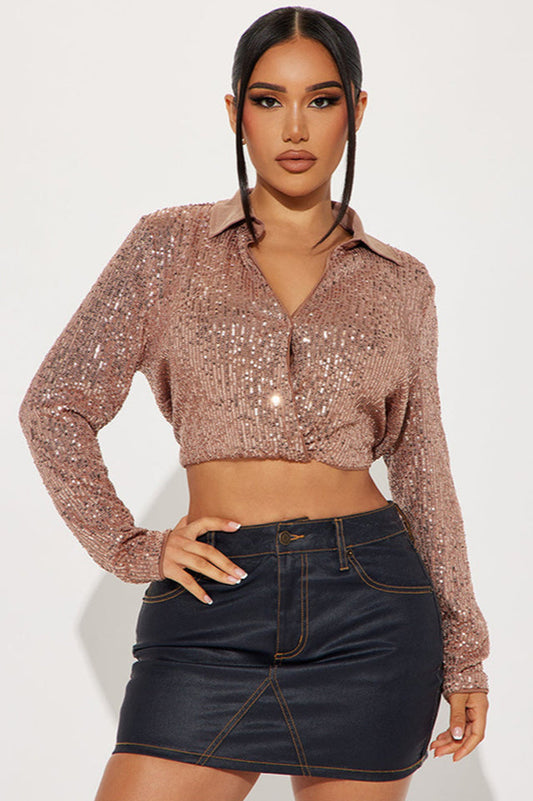 Sparkly Long Sleeve Bluz