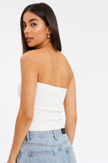 Merlaine Strapless Knotted Knit Crop