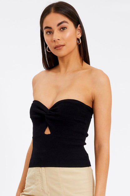 Merlaine Strapless Knotted Knit Crop