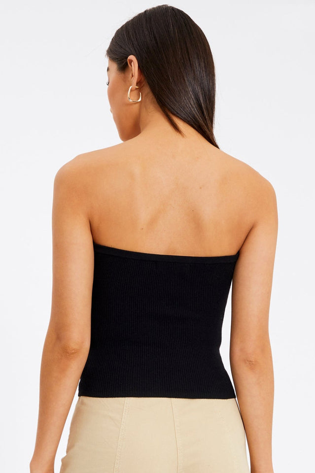 Merlaine Strapless Knotted Knit Crop