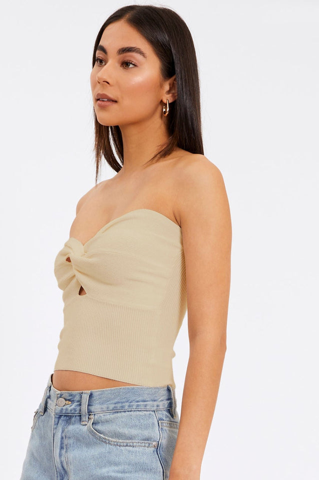 Merlaine Strapless Knotted Knit Crop