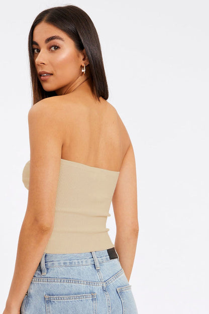 Merlaine Strapless Knotted Knit Crop