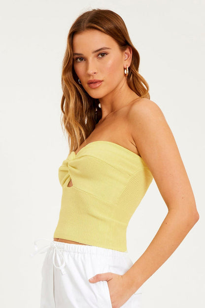 Merlaine Strapless Knotted Knit Crop