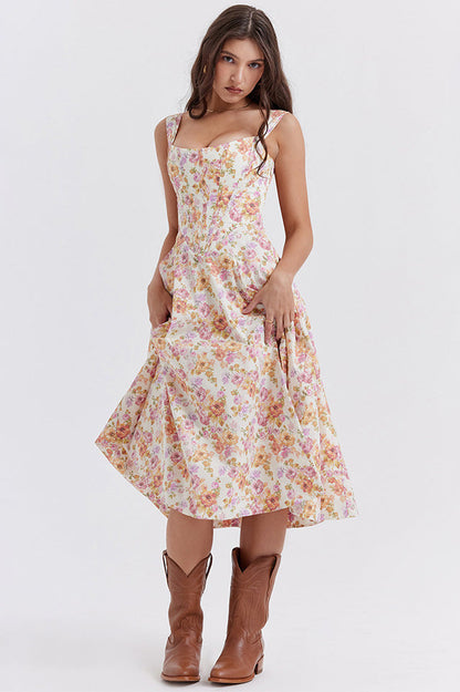 Saira Floral Print Midi Elbise