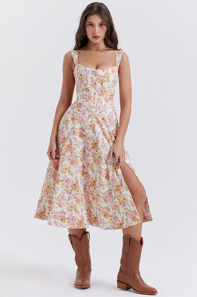 Saira Floral Print Midi Elbise