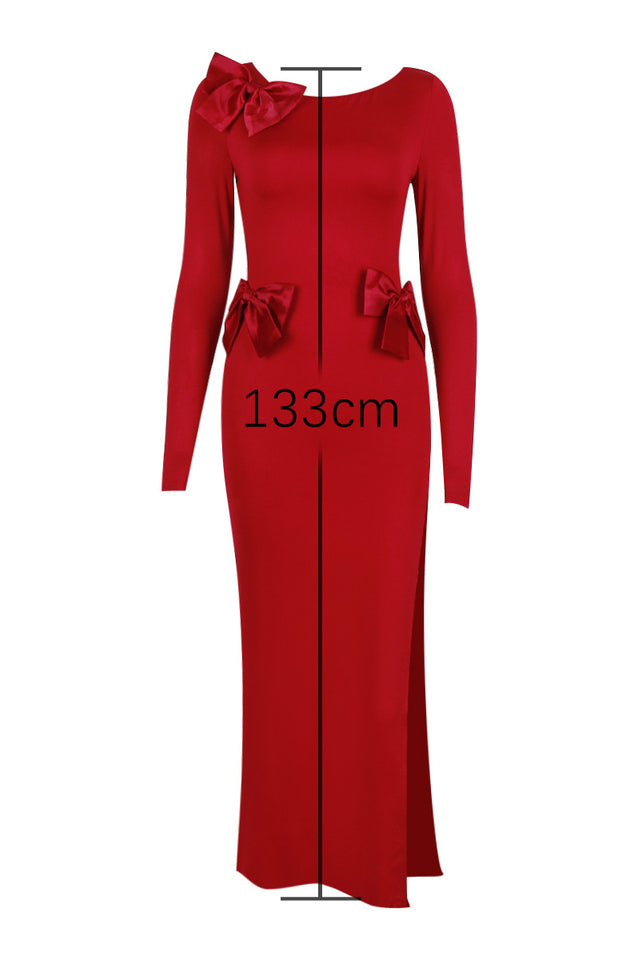 Lavele Red Bow Maxi Elbise