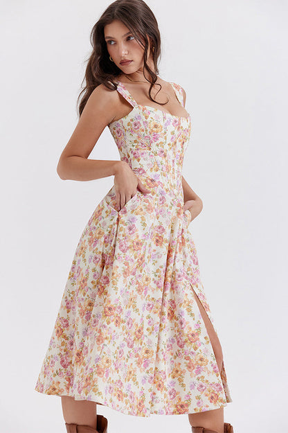 Saira Floral Print Midi Elbise