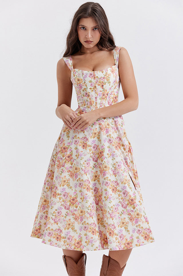 Saira Floral Print Midi Elbise