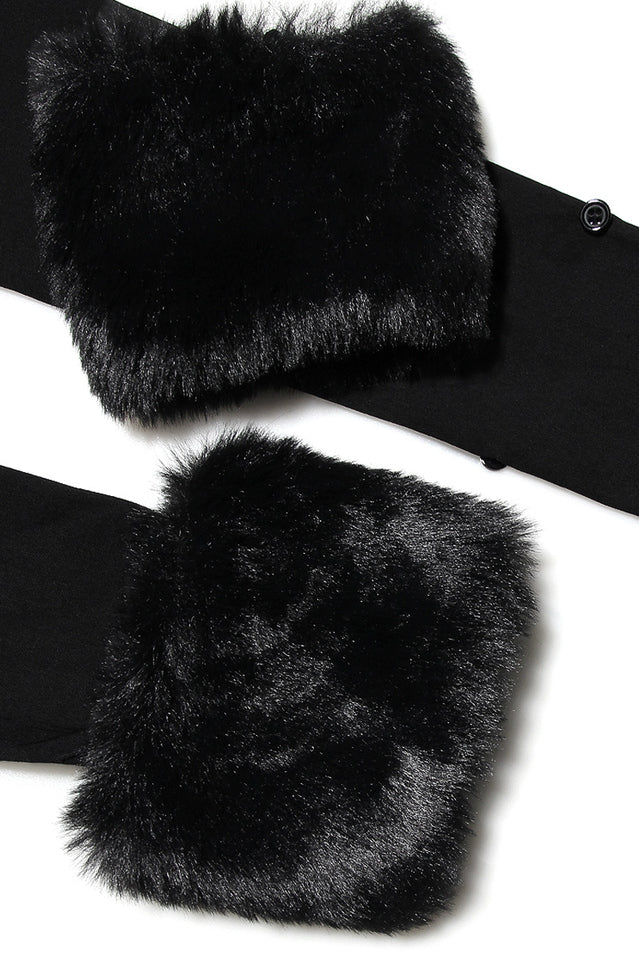 Black Faux Fur Trimmed Bustiyer