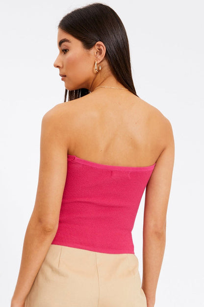 Merlaine Strapless Knotted Knit Crop