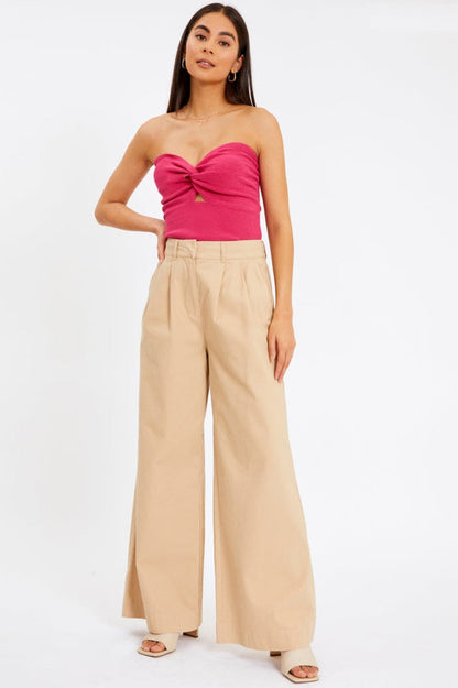 Merlaine Strapless Knotted Knit Crop