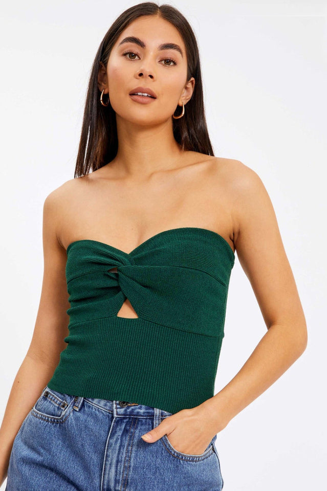 Merlaine Strapless Knotted Knit Crop