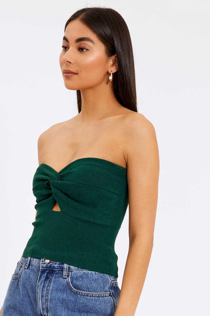 Merlaine Strapless Knotted Knit Crop