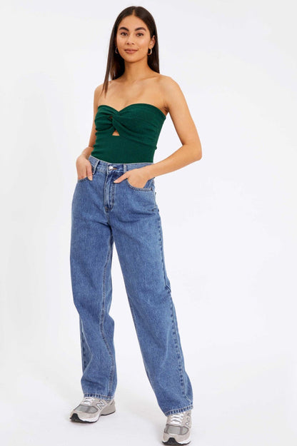 Merlaine Strapless Knotted Knit Crop