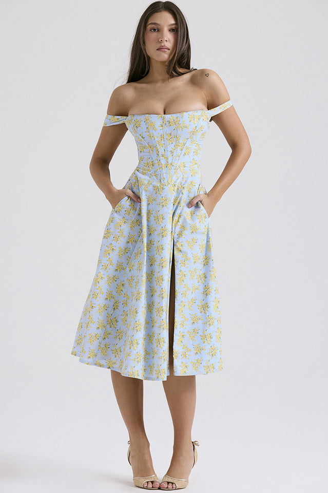 Saira Floral Print Midi Elbise