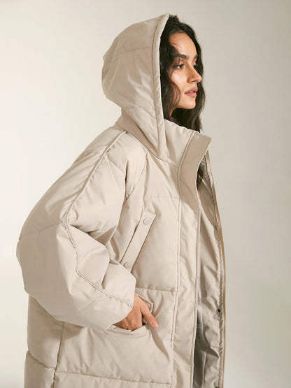 Long Hooded Puffer Parka Ceket