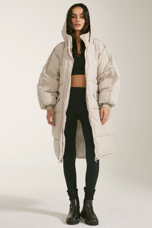 Long Hooded Puffer Parka Ceket