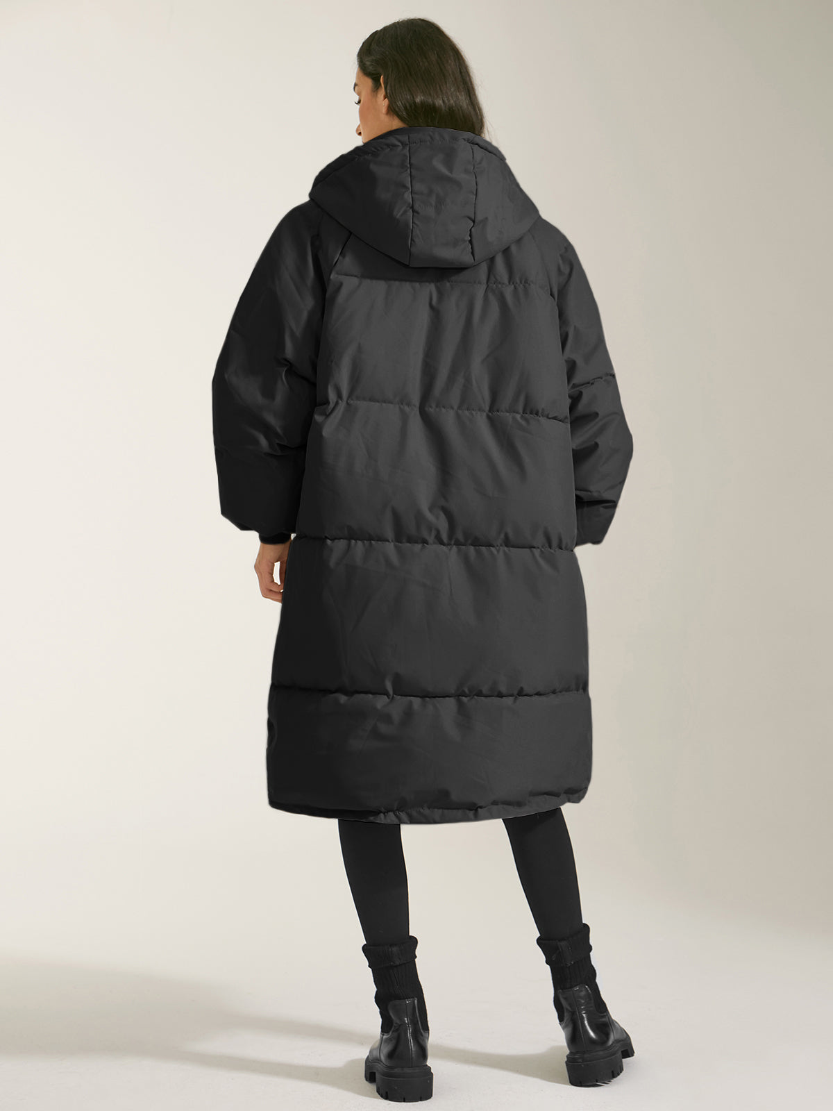 Long Hooded Puffer Parka Ceket