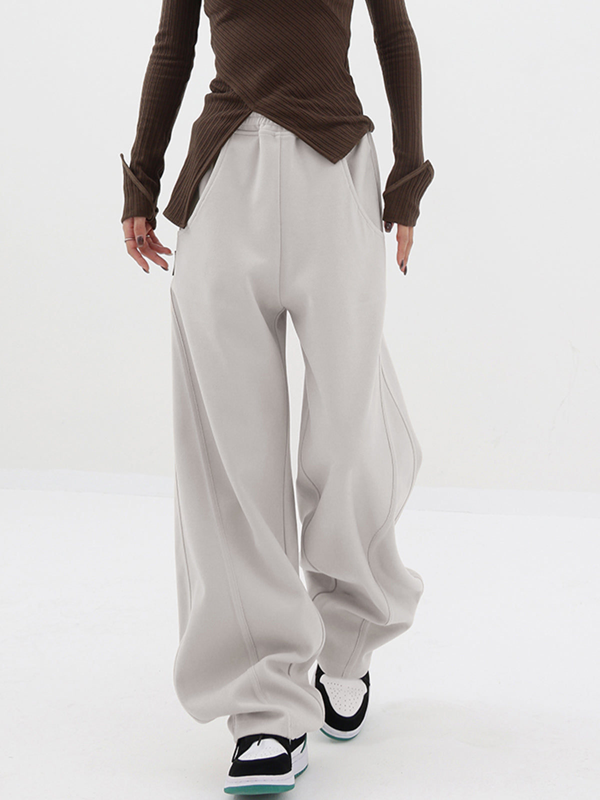 Baggy Solid Wide Leg Pantolon