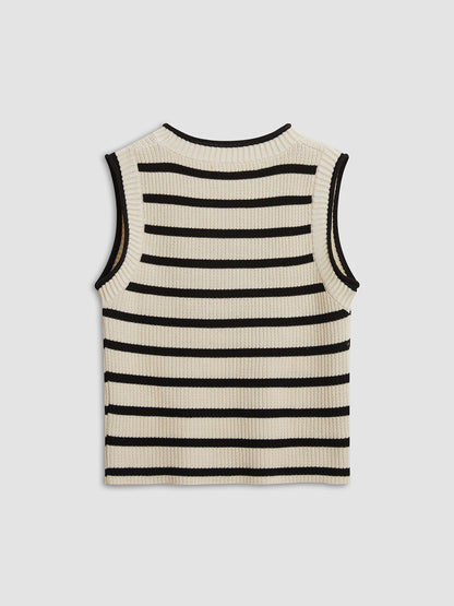 Leisure Stripe Knit Crop Üst