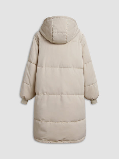 Long Hooded Puffer Parka Ceket