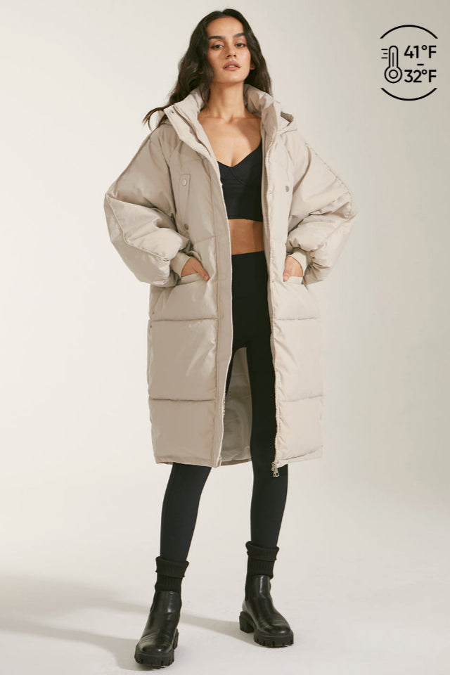 Long Hooded Puffer Parka Ceket