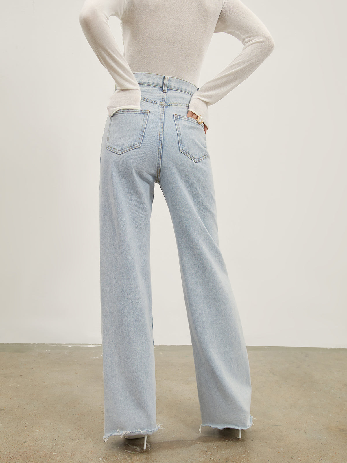 Denim Straight Leg Kot pantolon