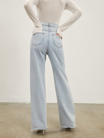Denim Straight Leg Kot pantolon