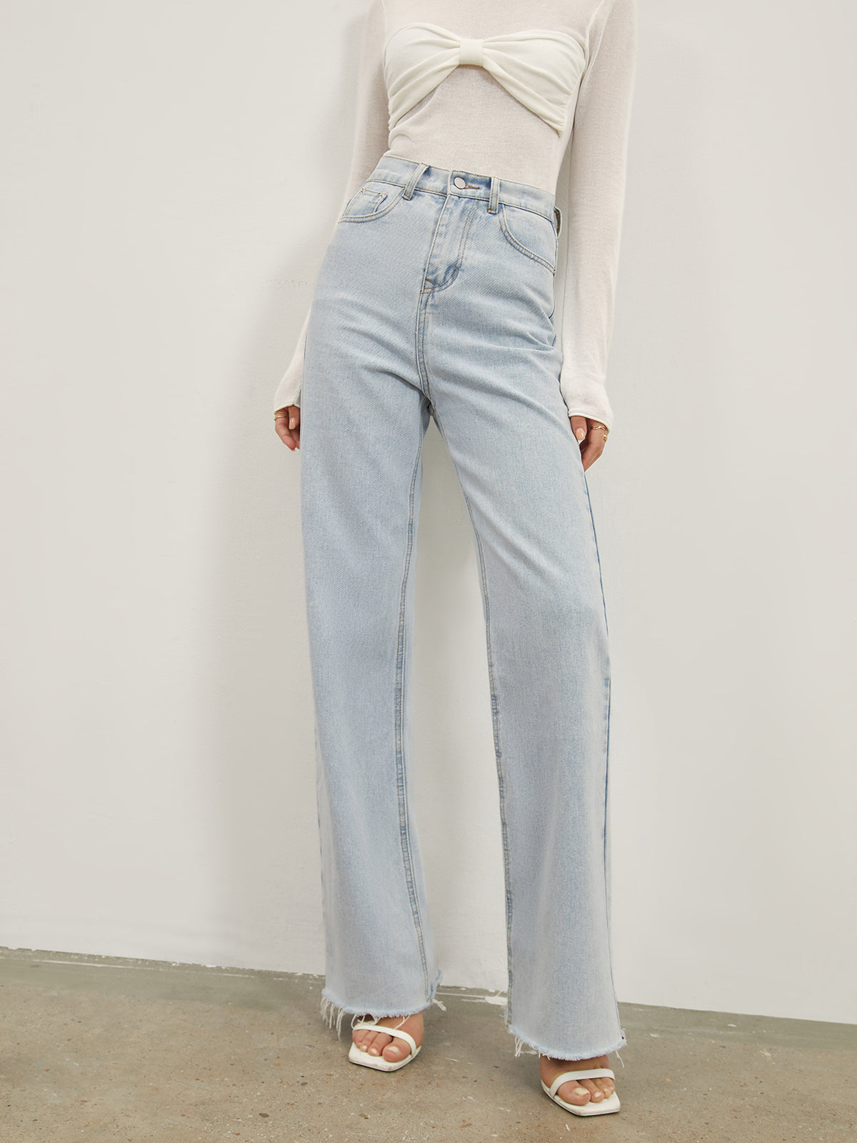 Denim Straight Leg Kot pantolon