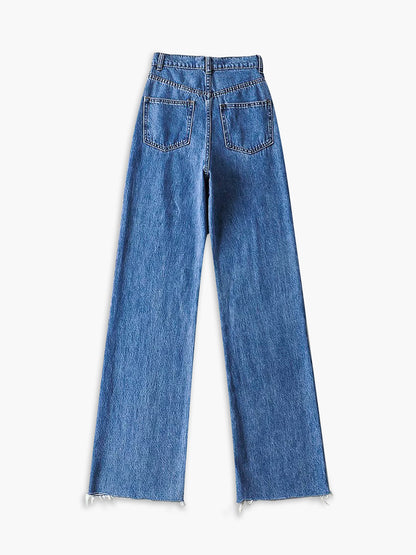 Denim Straight Leg Kot pantolon