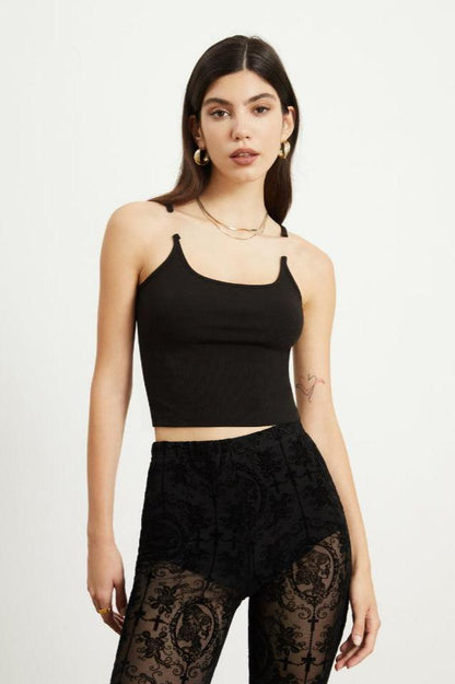 Transparent Strap Crop Kolsuz Bluz