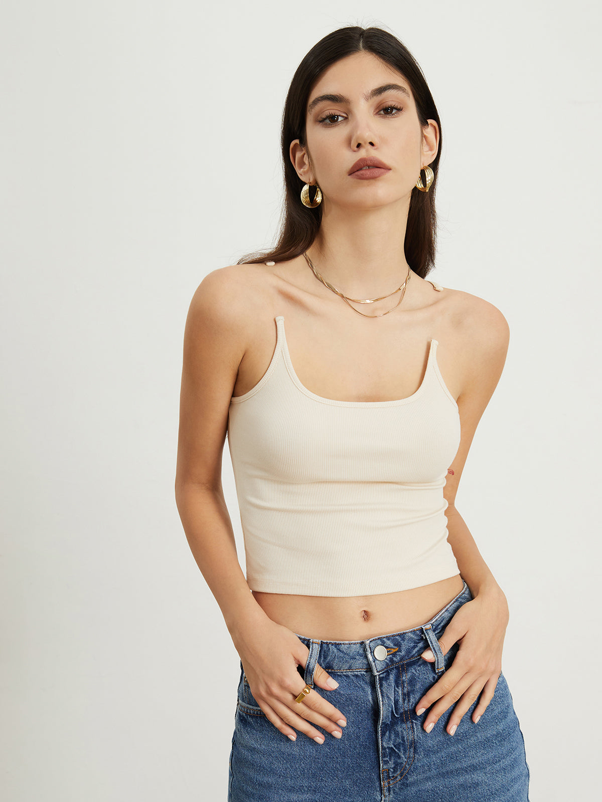 Transparent Strap Crop Kolsuz Bluz