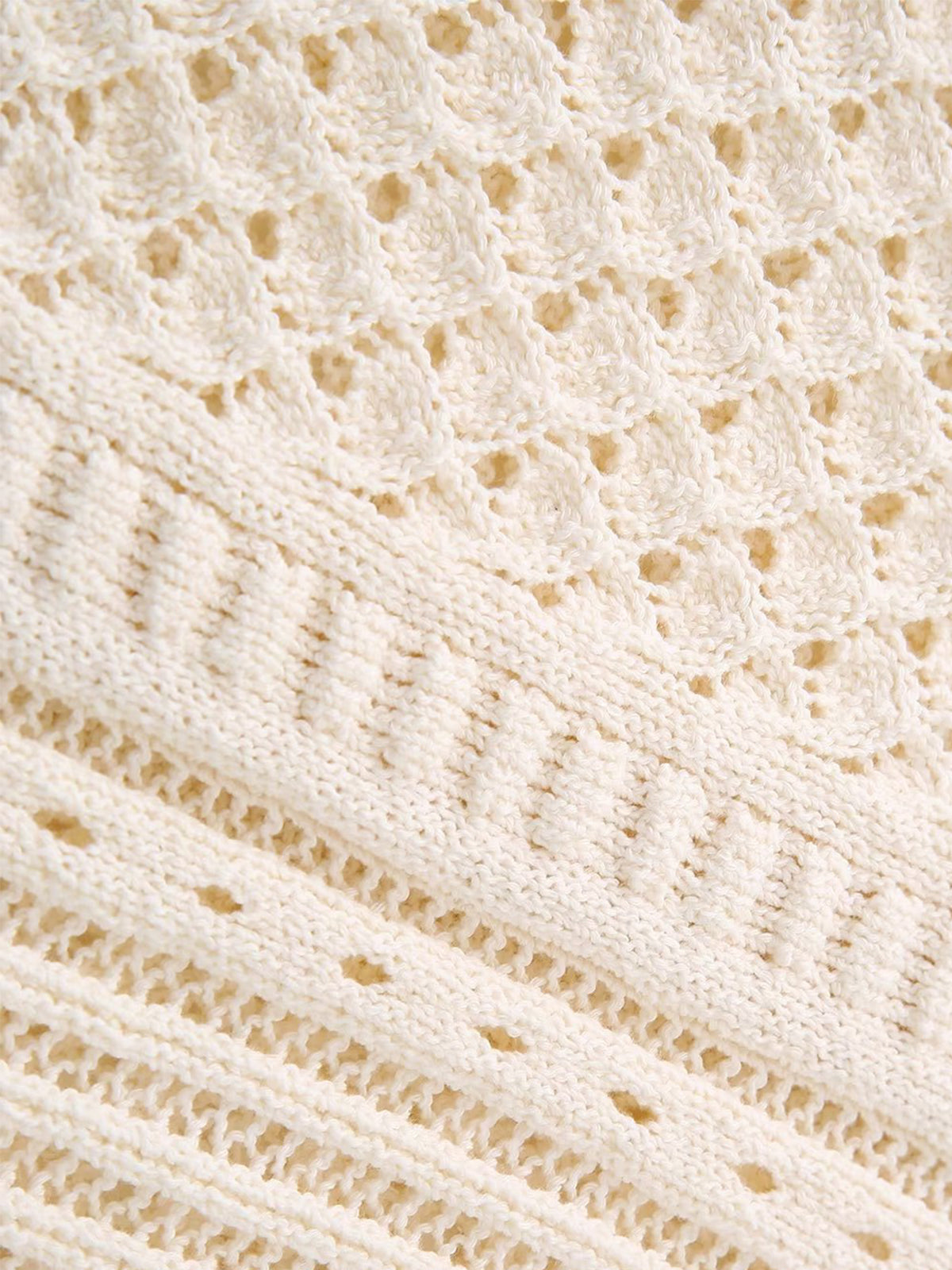 Maze Crochet Eyelet Flounce Kolsuz Bluz