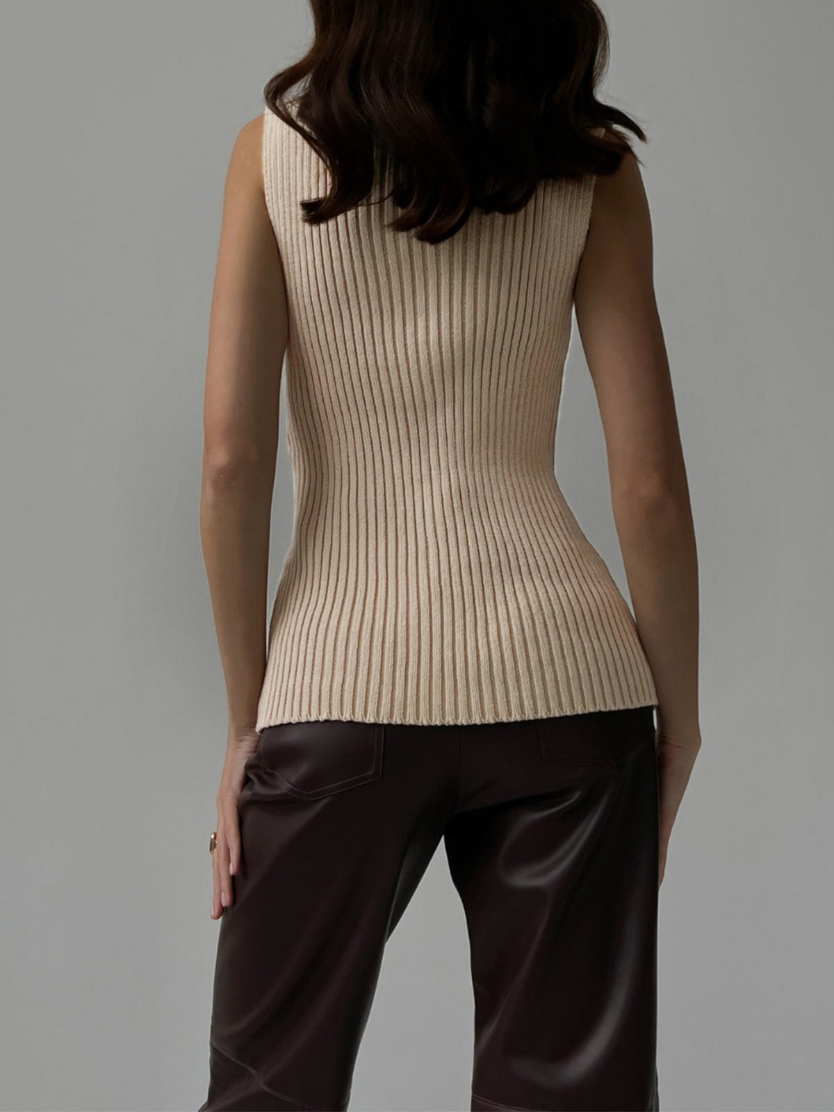 Minimalist Mock Neck Rib Kolsuz Üst