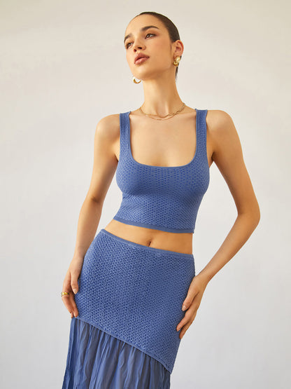 Sea Breeze Crop Knit Üst