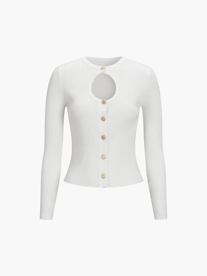 Effortless Keyhole Long Sleeve Knit Üst