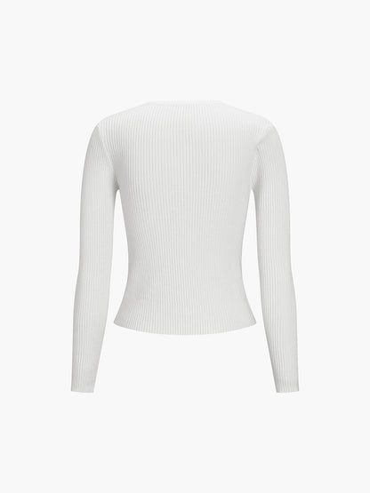 Effortless Keyhole Long Sleeve Knit Üst