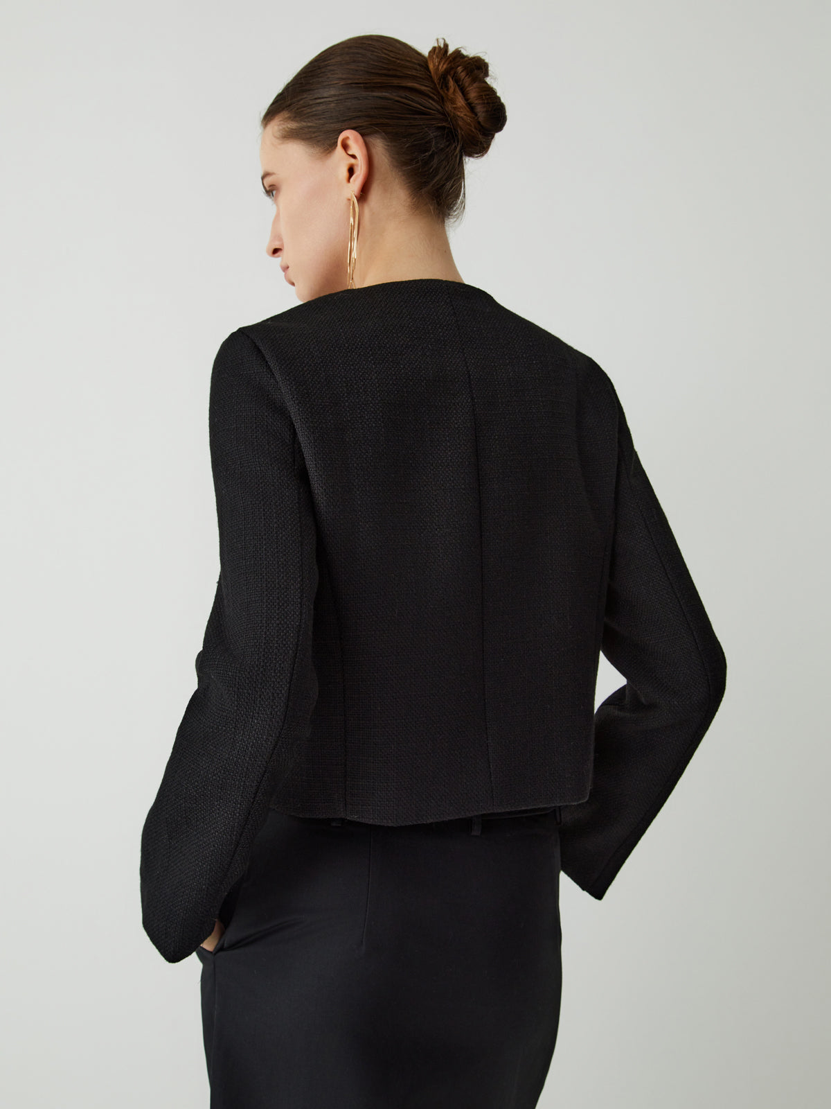 Vintage Button Tweed Blazer Ceket