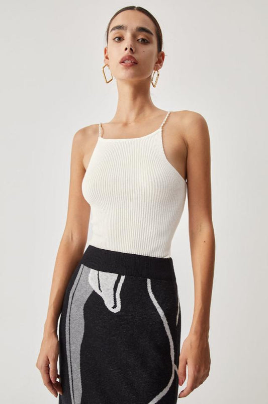 Pearl Strap Rib Cami Üst