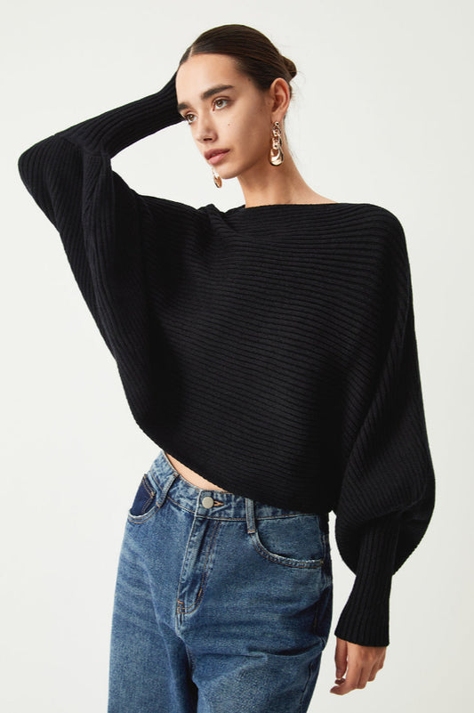 Slouchy Oversized Rib Crop Kazak