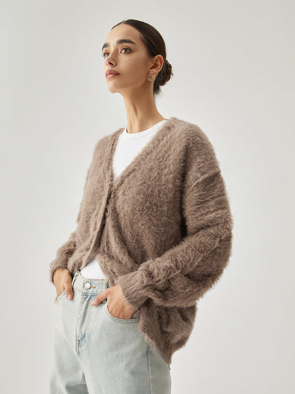 Button-down Fuzzy Hırka