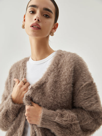 Button-down Fuzzy Hırka