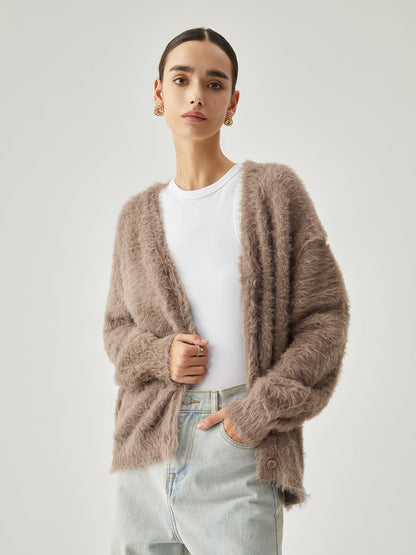 Button-down Fuzzy Hırka