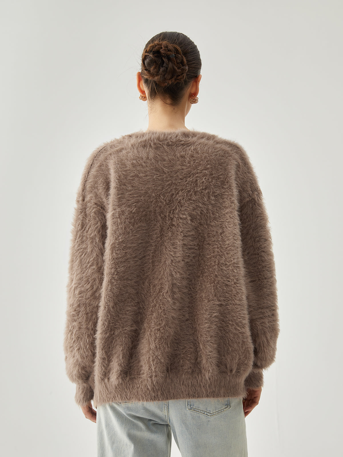 Button-down Fuzzy Hırka