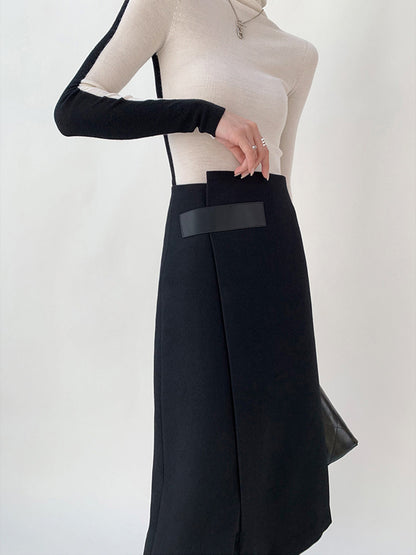 High Waist Tweed Asymmetric Wrap Midi Etek