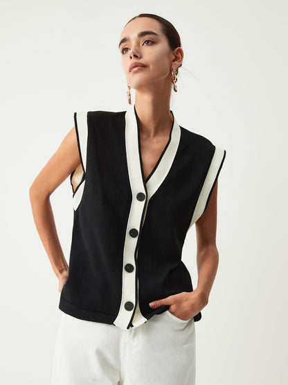 Contrast Trim Sweater Yelek