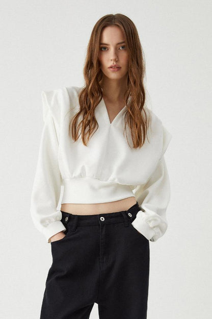 Oversized Solid Long Sleeve Bluz