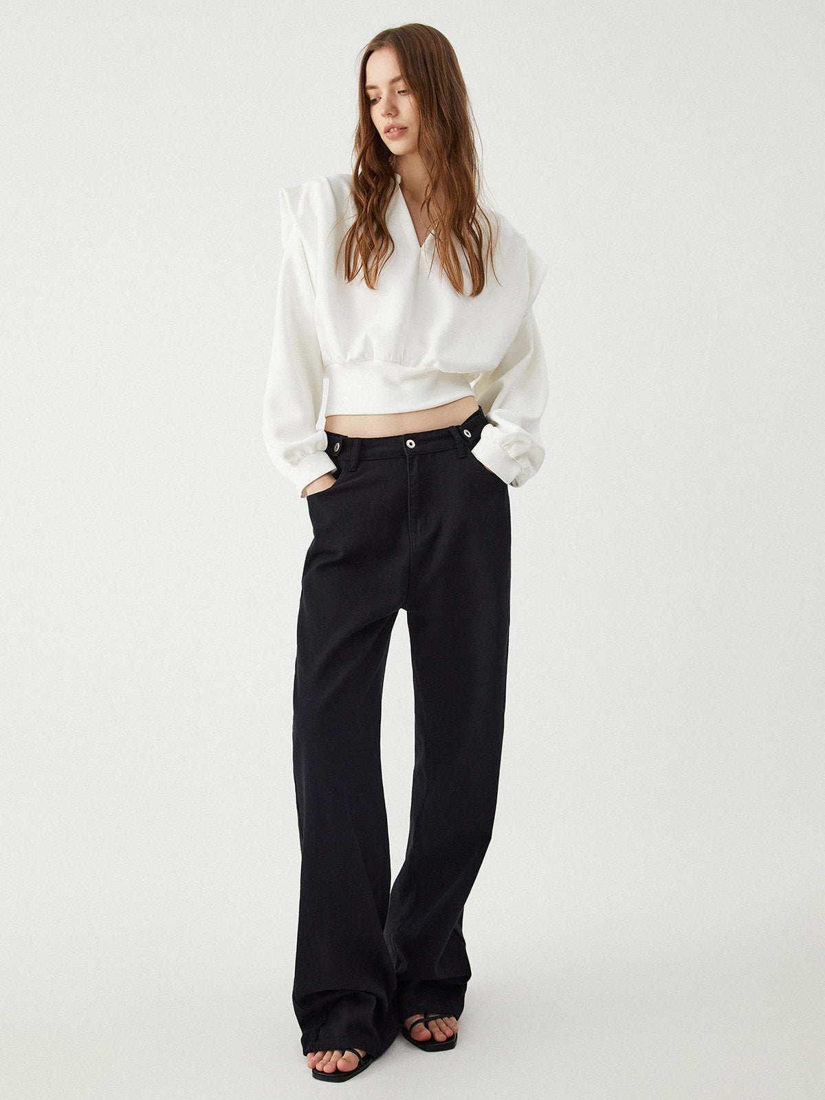 Oversized Solid Long Sleeve Bluz