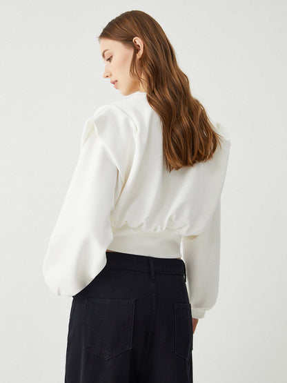 Oversized Solid Long Sleeve Bluz