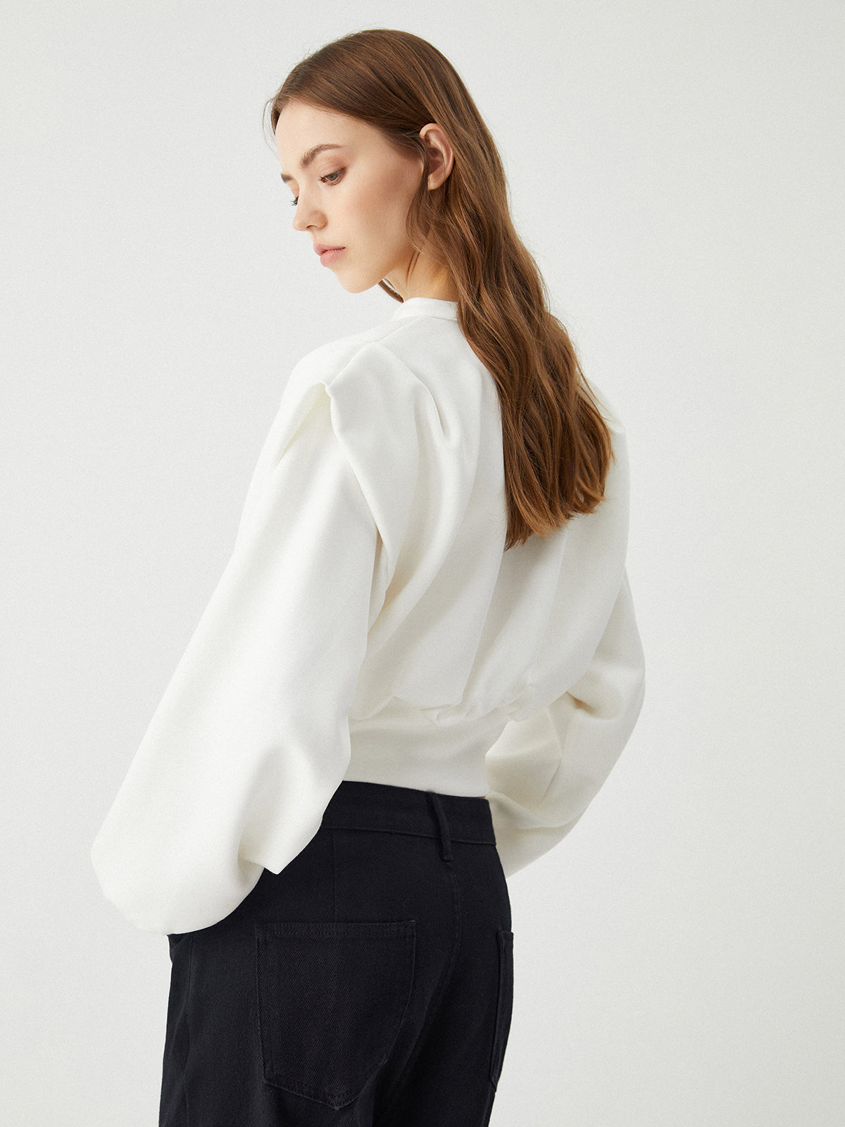 Oversized Solid Long Sleeve Bluz